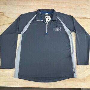 Alo Sport Mens XL Gray Quarter Zip Pullover Golf Tournament Mesh Panels Top